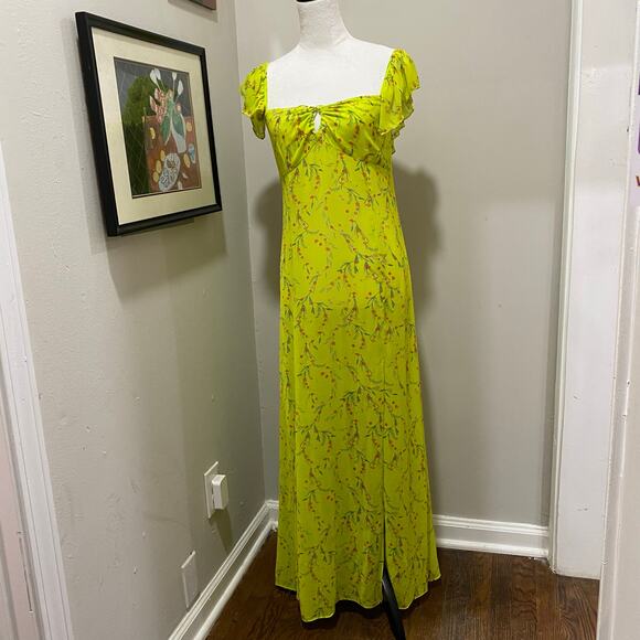 Free People Intimately Sunbright Maxi Slip Size Large Yellow-Green Dress - Picture 13 of 13